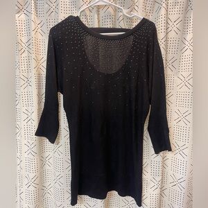 Cache black studded mini dress with 3/4 sleeves